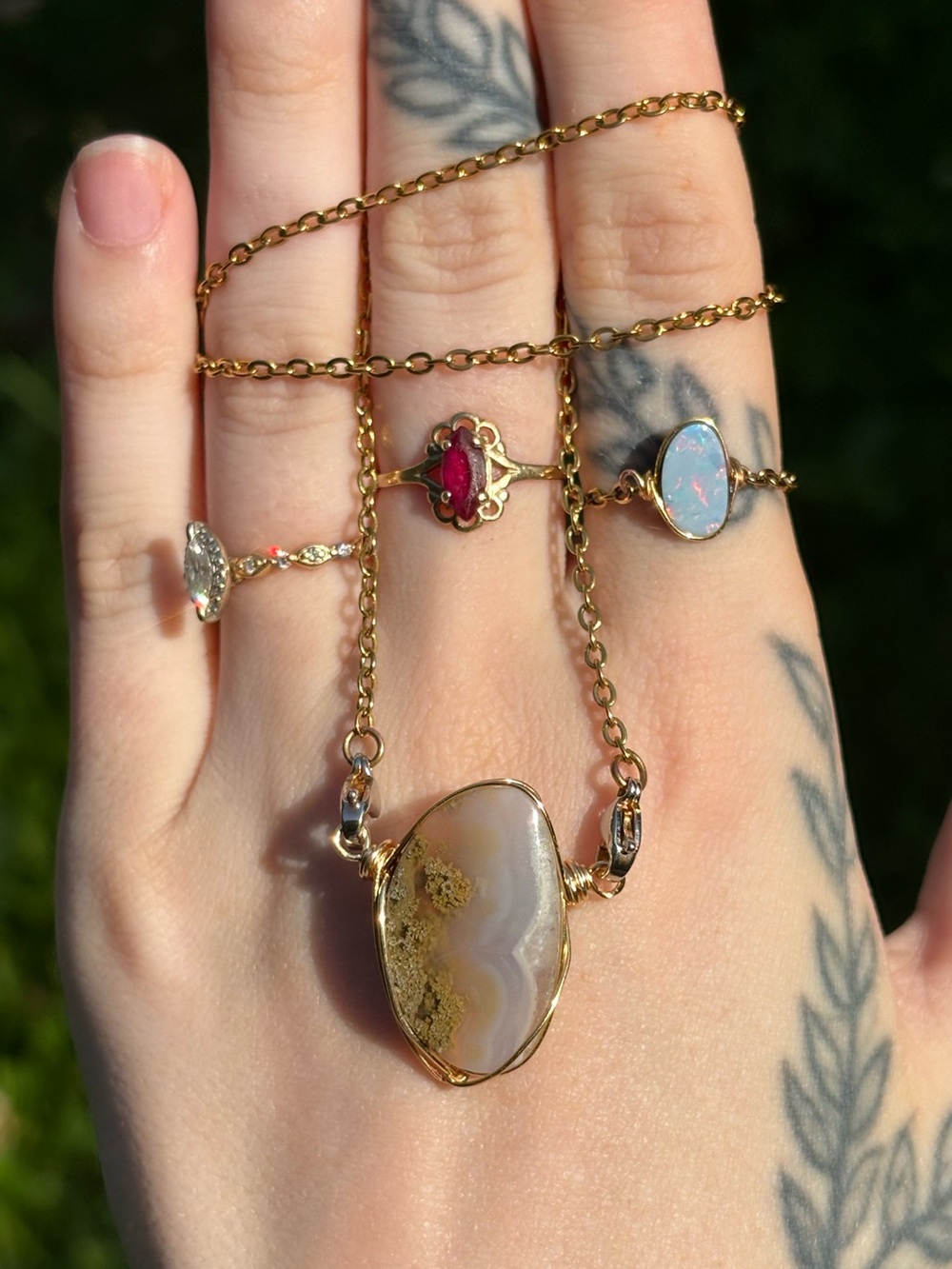 Plume agate interchangeable necklace